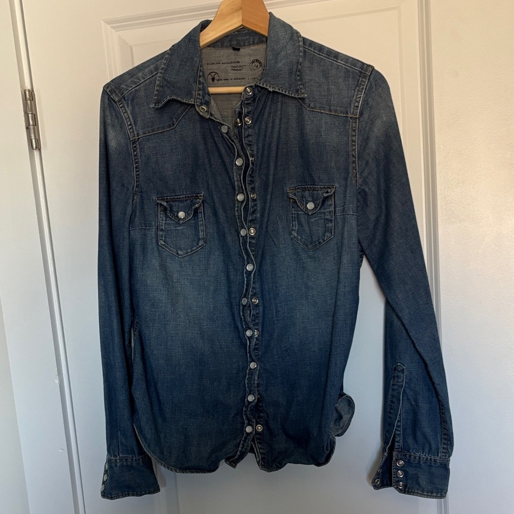 All Saints denim Indigo Button-Up Blouse
